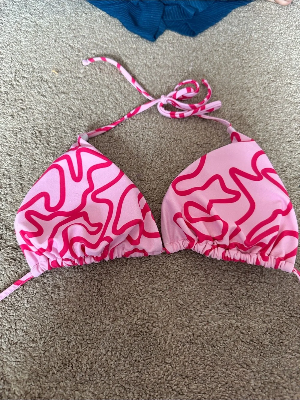 Kids Pink Patterned Halter Swim Top